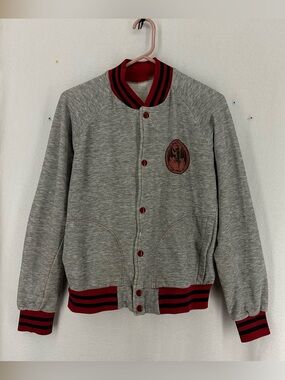 Bacardi Jacket Snap Front Varsity‎ Men’s M Gray Graphic Logo Vintage